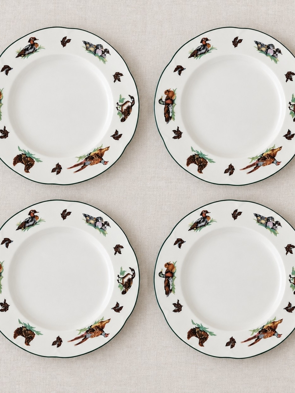 4 Dinner Plates Brookshire by Johnson Bros Game Birds Ducks Pheasant 10.5" Set